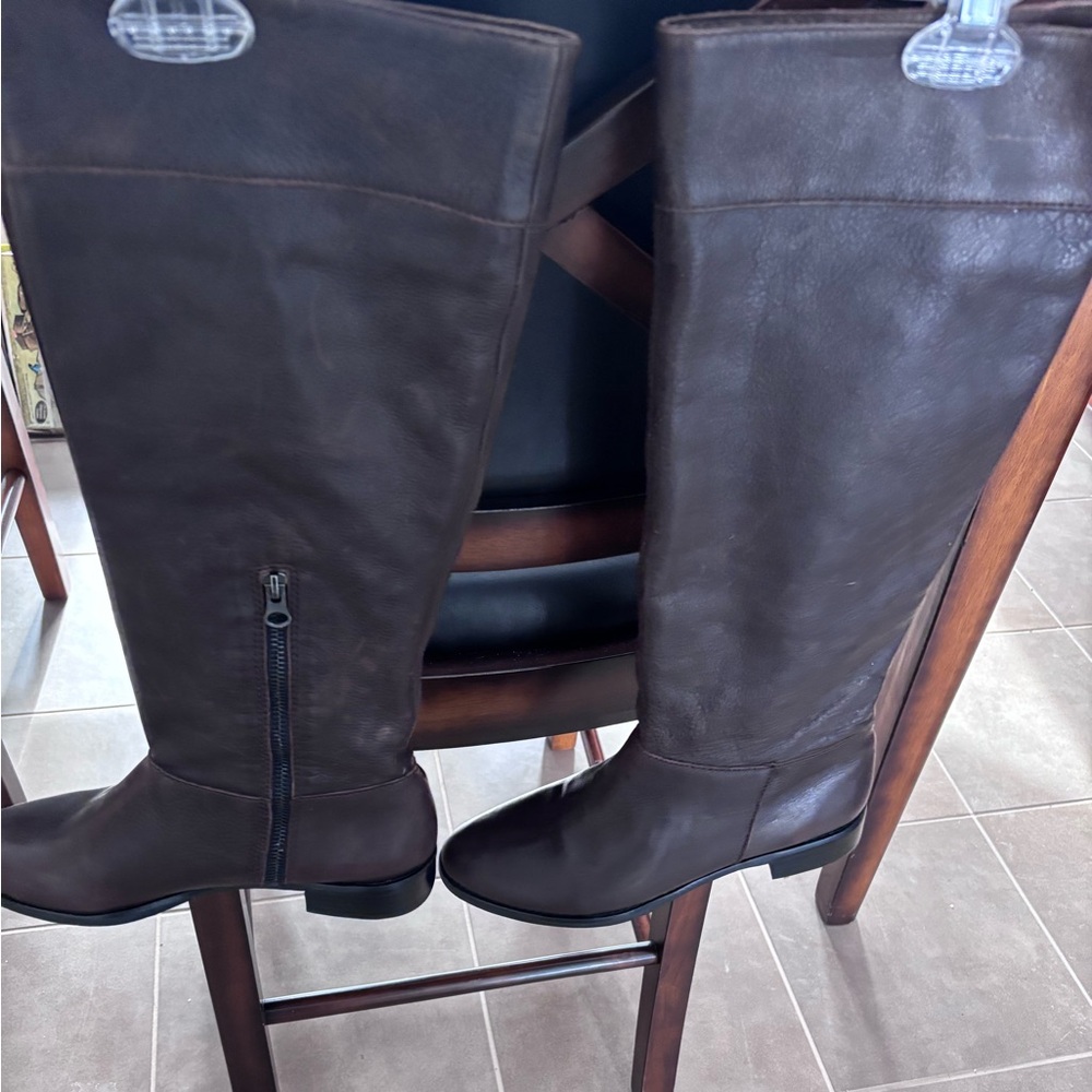 J. Jill Brown Leather Block Heel Pull On Riding Tall Boots SIZE 9